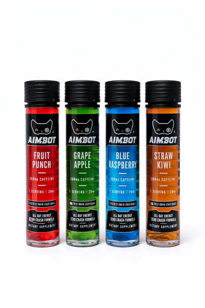 Aimbot Energy Boost 4-Pack Sampler – Try All Flavors | Sugar-Free | Zero Calories | Caffeine + Nootropics