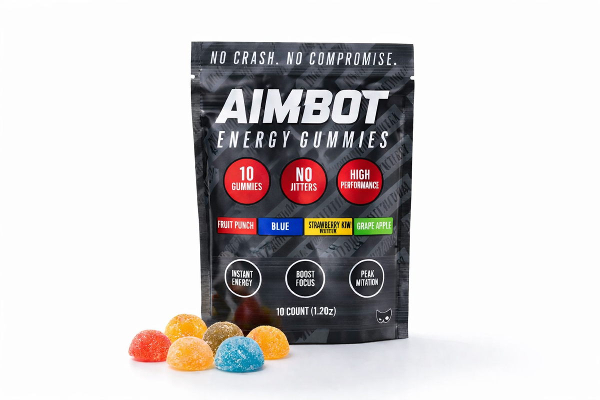 AIMBOT 10-count variety pack energy gummies with assorted gummies