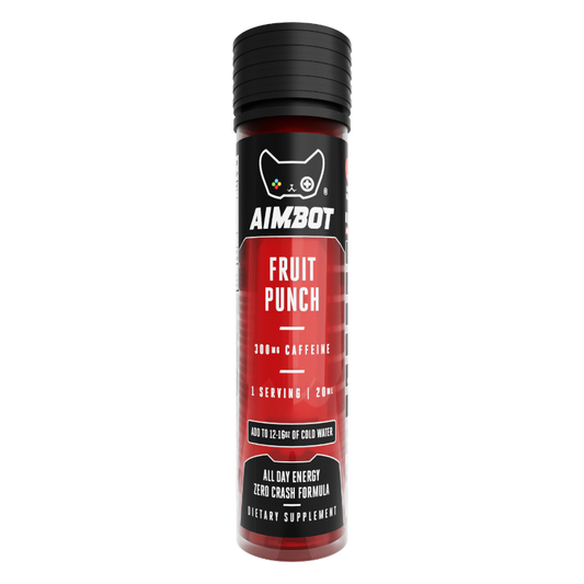 Aimbot Energy Boost – Fruit Punch – Focus & Fuel | Sugar-Free | Zero Calories | 300mg Caffeine + Nootropics